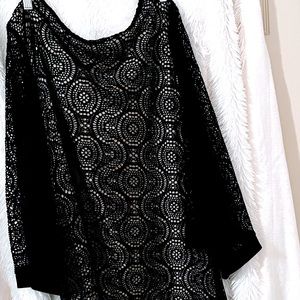 Long sleeve black lace mini dress